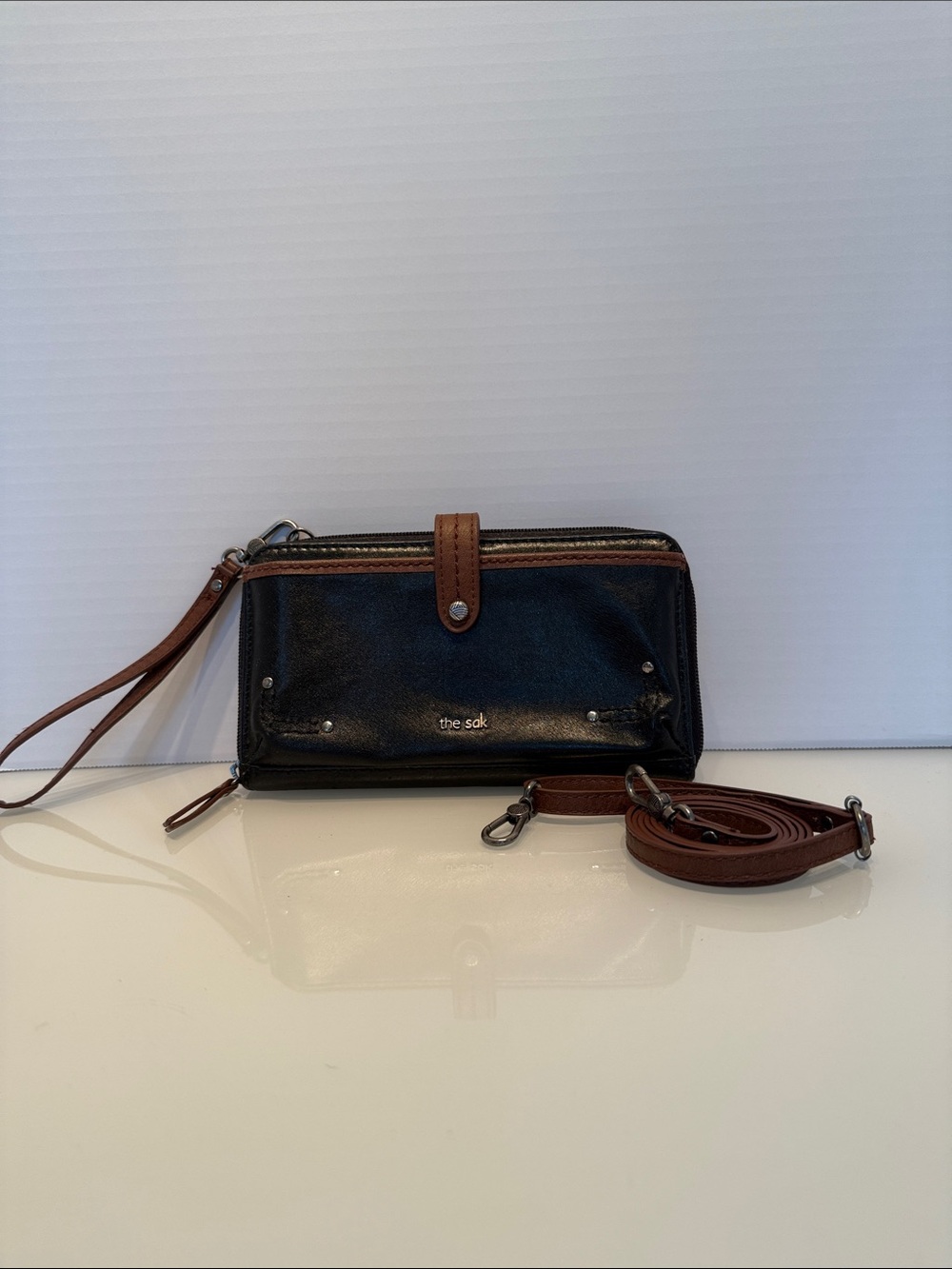 The Sak Black and Brown Convertible Wristlet Crossbody